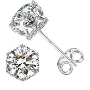 Gorgeous Ornate Moissanite Diamond Earrings w/Heart Detail